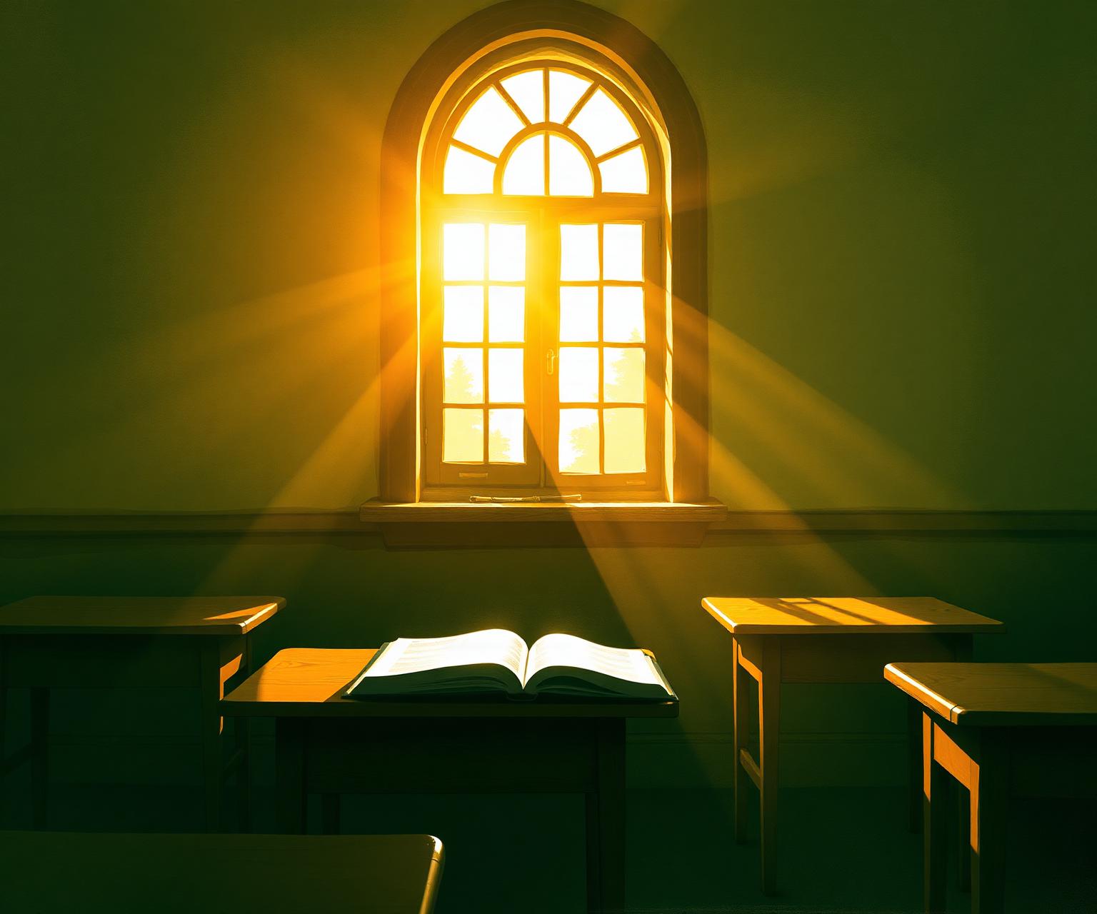 Sunlit classroom symbolizing just learning environments